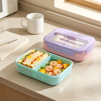 Boîte à lunch multi-compartiments personnalisée, compatible micro-ondes, en plastique, conteneur alimentaire, 2 compartiments, 3 compartiments, pour la vente en gros B2B
