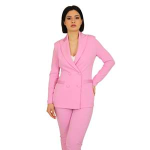 Women's Jacket Sky Color Double Breasted <b>Blazer</b> Suit <b>Set</b> Formal Wear - Product Image 1