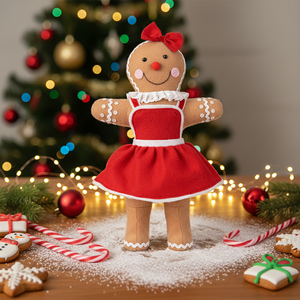 Cheap Price High End Burgundy <b>Gingerbread</b> Man Plush Toy <b>Christmas</b> Room <b>Decor</b> - Product Image 1