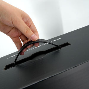 Boîtes à chapeau en papier kraft <span class=keywords><strong>noir</strong></span> écologique Emballage de chapeau en <span class=keywords><strong>feutre</strong></span> rond en carton rigide à insertion personnalisée avec poignée - Product Image 6