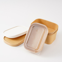 Boîte à lunch carrée en papier kraft, vente en gros d'usine, robuste, jetable, étanche, pour plats à emporter, matériaux recyclés, gaufrage