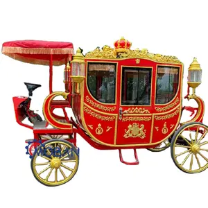 High Quality Electric Royal Carriage Horse Drawn Cinderella Carriage for Wedding Party red carriage