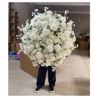 Table de mariage artificielle blanc rose fleurs boules support à fleurs centres de table pour table de mariage