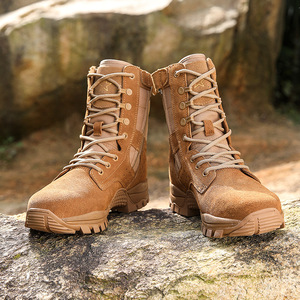 Bottes marron pour homme YAKEDA, style désert, avec fermeture éclair latérale, lacets, imperméables, en cuir de vachette, pour entraînement en extérieur - Product Image 2
