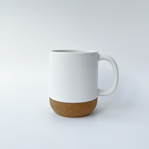 Cork Bottom <b>Ceramic</b> Mug With Lid Solid Color Black White Office <b>Cup</b> Gift Nordic Style - Product Image 3