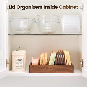 Wooden divider <b>storage</b> <b>box</b>, countertop dish organizer, plate <b>storage</b>, open-top breathable <b>kitchen</b> utensil <b>box</b>, solid wood - Product Image 3