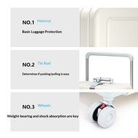 Nouvelle valise de cabine unisexe 20 pouces à poignée large, avec port USB, porte-gobelet, légère, à roulettes silencieuses et serrure à combinaison