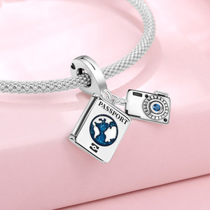 Breloque en argent sterling 925 en forme de moulin à vent, de globe terrestre et d'avion pour bracelets, joncs, pendentifs et perles – Cadeau idéal pour femmes et amies - Product Image 3