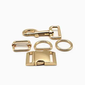 Zinc Alloy Iron Material Gold Color Strong Rings Side Release Metal Buckle Metal Hooks For Tactical Dog Collar