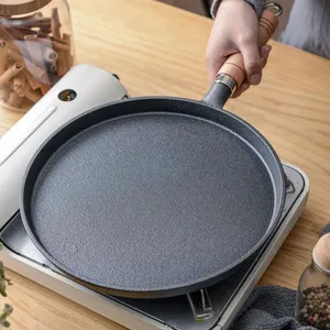 Poêle à crêpes <span class=keywords><strong>en</strong></span> <span class=keywords><strong>fonte</strong></span> épaisse non revêtue avec poignée, poêle à omelette, poêle à frire pour steak, appareil à crêpes, universel pour gaz et <span class=keywords><strong>induction</strong></span> - Product Image 2