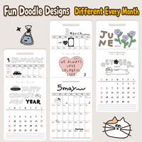 Calendrier de table portable style graffiti 2027 en carton 300g, planificateur mensuel double face pour bureau, école, décoration de la maison