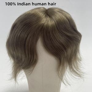 Prothèse capillaire en dentelle pour hommes, système de remplacement capillaire en cheveux naturels, avec dos et côtés en poly, couleur claire, vente en gros - Product Image 2