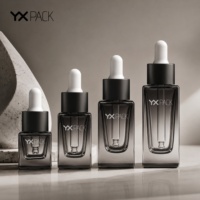 Flacon compte-gouttes en verre personnalisé avec compte-gouttes 5ml 10ml 15ml 20ml 30ml Flacon compte-gouttes en verre noir brillant dégradé pour huile essentielle