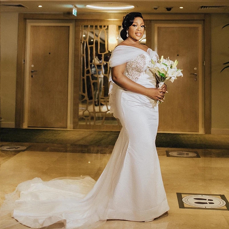 mermaid style plus size wedding dress Trendy Plus Size Off the Shoulder Long Sleeve Lace Applique Mermaid We