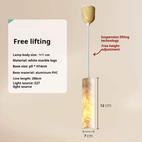 Suspension nordique réglable en hauteur avec tube LED long en albâtre espagnol, lustre en marbre pour salle à manger