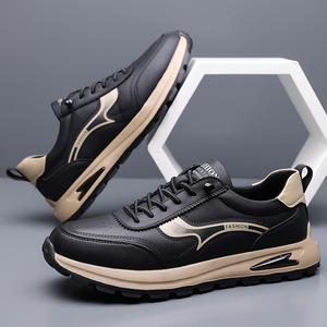 Men's Casual Leather Sneakers Cowhide Low <b>Heel</b> Cushioned Rubber Outsole Leisure Fashion 9266 - Product Image 4