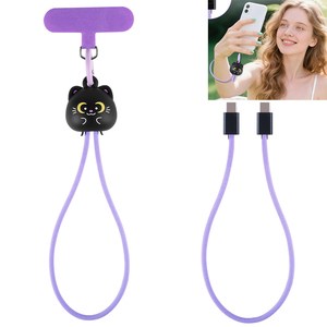 <span class=keywords><strong>Cordon</strong></span> de charge rapide 60W pour <span class=keywords><strong>iPhone</strong></span> 18 17, avec dragonne de téléphone motif chat noir et câble de transfert de données haute vitesse - Product Image 1