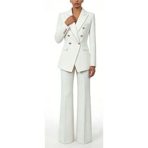 Ensemble de costume blazer croisé pour femme avec <span class=keywords><strong>pantalon</strong></span> large – Tenue de bureau formelle 2 pièces Sehe Fashionbisou - Product Image 4