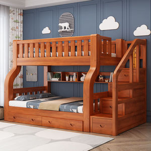 Litera Doble <span class=keywords><strong>de</strong></span> <span class=keywords><strong>Madera</strong></span> para Niños con Escaleras <span class=keywords><strong>de</strong></span> Diseño Moderno y Tamaño Personalizado para Dormitorio - Product Image 1