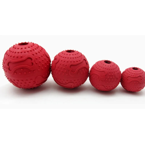 Kırmızı dayanıklı köpek çiğneme oyuncakları Pet eğitim oyun topu sızdıran besleyici kauçuk köpek topu - Product Image 2