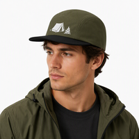 Casquette de camping décontractée 5 panneaux en tissu texturé avec visière incurvée, légère, idéale pour les voyages et la randonnée (vente en gros)