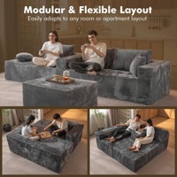 Modulares Cord-Schlafsofa ohne Gestell, Chaiselongue, Vakuumkomprimiert, Konvertierbar, Faltbar, Wohnzimmer-Möbelset