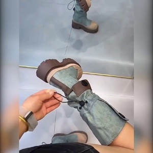 Stivali da <span class=keywords><strong>Cowboy</strong></span> con Logo Personalizzato in Dropshipping, Scarpe da <span class=keywords><strong>Donna</strong></span> con Suola Spessa, Stivali di Design alla Moda in Denim per Signore - Product Image 6