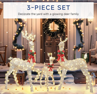 Ensemble de 3 grands cerfs de Noël pré-éclairés à LED, imperméables, pour décoration extérieure de jardin, 60 pouces, décorations lumineuses de Noël