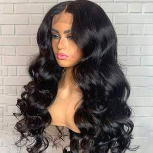 Perruques Cheveux Humains Bouclés <span class=keywords><strong>20</strong></span> Pouces 13x4 Lace Front Noir Naturel avec Baby Hair Haute Densité Prêtes à Porter Raie au Milieu Coupe Dégradée pour Femmes - Product Image 3