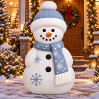 Bonhomme de neige gonflable de 1,5 m avec écharpe bleue et bonnet, bonhomme de neige lumineux à LED pour la décoration de Noël en extérieur