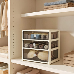 Meuble de rangement multifonctionnel en <span class=keywords><strong>plastique</strong></span> transparent à 3 niveaux pour sous-vêtements, <span class=keywords><strong>tiroirs</strong></span> empilables pour chambre à coucher - Product Image 2