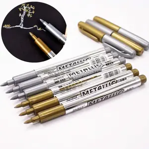 DIY Metal Waterproof Permanent Paint Art Marker Pens Gold Silver 1.5mm Student Supplies Craftwork Pen