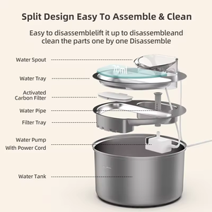 เครื่องจ่ายน้ำสัตว์เลี้ยงน้ำพุแมวอัตโนมัติทำจากสแตนเลสเครื่องจ่ายน้ำสัตว์เลี้ยงที่เงียบเ<span class=keywords><strong>ป</strong></span>็นพิเศษสำหรับสุนัขขนาดใหญ่ - Product Image 6