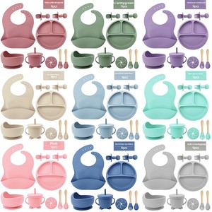 Babero para alimentar al bebé, tazón con ventosa, tenedor y cuchara, plato de silicona para niños, vajilla de silicona para bebés de 6 meses. - Product Image 4