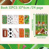 Carnet à spirale portable sur le thème du basketball, du football et du rugby, lot de 10, mini-agenda pour étudiants, couverture en pâte à papier