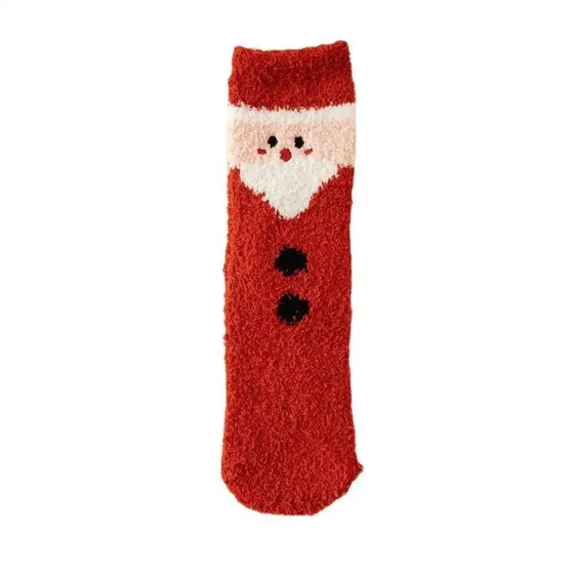 Christmas coral velvet socks female cartoon tube autumn winter plus velvet home lovely warm moon sleeping socks