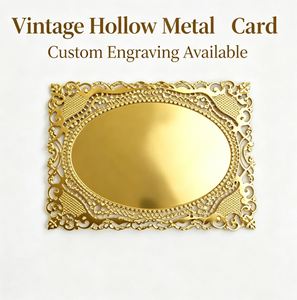 Tarjeta de Visita Metálica Personalizada con Grabado Láser, Marco de Encaje Europeo, Chapado en Oro, Invitación <span class=keywords><strong>VIP</strong></span>, Placa de Identificación Metálica - Product Image 1
