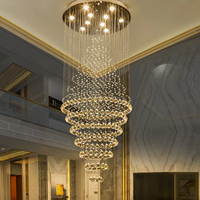 Grand Lustre en Cristal Duplex pour Villa Hôtel Club Salon Restaurant Design Créatif en Acier Inoxydable pour Escalier