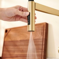 Robinet de cuisine moderne à trois voies en cuivre avec bec flexible pivotant, robinet d'eau purifiée, robinet d'eau potable