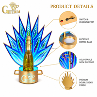Nouveau Présentoir LED Glorifier pour Bouteilles, Thème Feuille Dorée, pour Service VIP en Boîte de Nuit, Bar, Vodka et Champagne