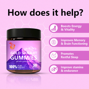 Gummies de Shilajit de l'Himalaya Or les plus vendues avec Cholestérol, Sodium et Fibres Alimentaires pour Optimiser la Fonction Cérébrale - Product Image 6