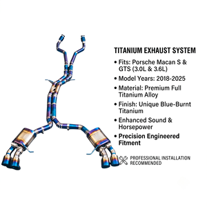 Vortex Exotic Gradient Ti Header <b>Back</b> Setup Featuring Vacuum Valve Fits Porsche Macan S GTS Tuning - Product Image 1
