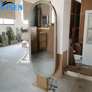 Mueble de exhibición de acero inoxidable KISEN para salón, tocador y estantes de almacenamiento, mini espejo contemporáneo para uso en barberías. - Product Image 3