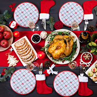 Assiette en mélamine festive, réutilisable, incassable, de qualité alimentaire, pour le dîner de Noël en famille, les banquets de fin d'année, l'utilisation quotidienne en cuisine et à la table