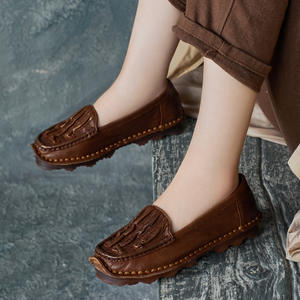 Botas de Mujer Estilo Británico Otoñales, Botines de Piel Auténtica con Plataforma y Tacón de Cuña con Cordones - Product Image 1