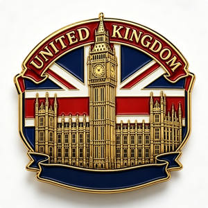 United Kingdom Big Ben Metal <b>Pin</b> Gold Plated Irregular Shape Hard Enamel Zinc Alloy Souvenir Patriotic <b>Badge</b> - Product Image 2