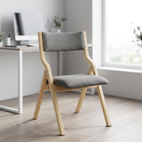 Chaise de bureau ergonomique pliable en tissu avec cadre en bois, design moderne et simple, accoudoirs portables pour la maison, le bureau, le salon, la salle à manger, l'hôtel