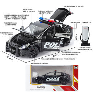Mini voiture de police électrique pour enfants 1/24, <span class=keywords><strong>jouet</strong></span> alimenté par batterie, décoration de bureau avec son de sirène, modèle de voiture en alliage, cadeau - Product Image 2