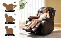Canapé inclinable moderne extensible en cuir avec structure en bois pour salon, home cinéma et relaxation