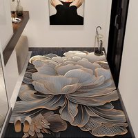 Crystal Velvet Floral Area Rug Printed Carpet Soft Floor Mat for Living Room Bedroom Entryway Home Decor Wholesale Suppliers B2B